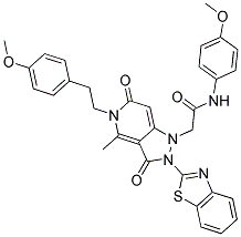 2-(2-(BENZO[D]THIAZOL-2-YL)-5-(4-METHOXYPHENETHYL)-4-METHYL-3,6-DIOXO-2,3,5,6-TETRAHYDROPYRAZOLO[4,3-C]PYRIDIN-1-YL)-N-(4-METHOXYPHENYL)ACETAMIDE 结构式