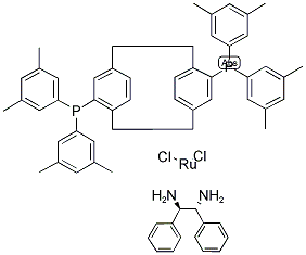 DICHLORO[(S)-(+)-4,12-BIS(DI(3,5-XYLYL)PHOSPHINO)-[2.2]-PARACYCLOPHANE][(1R,2R)-(+)-1,2-DIPHENYLETHYLENEDIAMINE]RUTHENIUM (II) 结构式