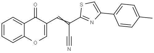 (E)-2-[4-(4-Methylphenyl)-1,3-thiazol-2-yl]-3-(4-oxo-4H-chromen-3-yl)-2-propenenitrile 结构式