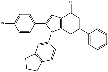 2-(4-Bromophenyl)-1-indan-5-yl-6-phenyl-5,6,7-trihydroindol-4-one 结构式