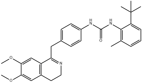 1-(4-((6,7-DIMETHOXY(3,4-DIHYDROISOQUINOLYL))METHYL)PHENYL)-3-(2-(TERT-BUTYL)-6-METHYLPHENYL)UREA 结构式
