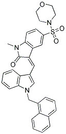 (Z)-1-METHYL-5-(MORPHOLINOSULFONYL)-3-((1-(NAPHTHALEN-1-YLMETHYL)-1H-INDOL-3-YL)METHYLENE)INDOLIN-2-ONE 结构式