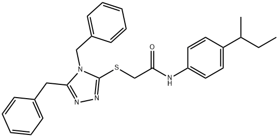 N-(4-(仲丁基)苯基)-2-((4,5-二苄基-4H-1,2,4-三唑-3-基)硫代)乙酰胺 结构式