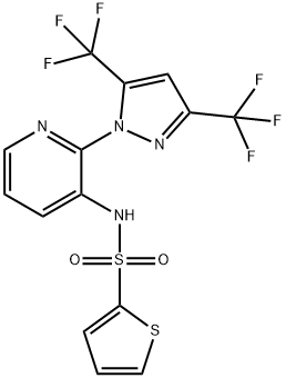 N-(2-[3,5-BIS(TRIFLUOROMETHYL)-1H-PYRAZOL-1-YL]-3-PYRIDINYL)-2-THIOPHENESULFONAMIDE 结构式