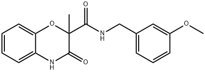 N-(3-Methoxybenzyl)-2-methyl-3-oxo-3,4-dihydro-2H-1,4-benzoxazine-2-carboxamide 结构式