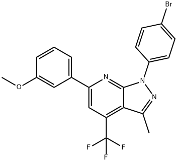 1-(4-BROMOPHENYL)-6-(3-METHOXYPHENYL)-3-METHYL-4-(TRIFLUOROMETHYL)-1H-PYRAZOLO[3,4-B]PYRIDINE 结构式