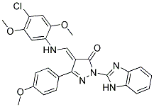 (E)-1-(1H-BENZO[D]IMIDAZOL-2-YL)-4-((4-CHLORO-2,5-DIMETHOXYPHENYLAMINO)METHYLENE)-3-(4-METHOXYPHENYL)-1H-PYRAZOL-5(4H)-ONE 结构式