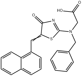 2-(BENZYL(5-[(E)-1-NAPHTHYLMETHYLIDENE]-4-OXO-4,5-DIHYDRO-1,3-THIAZOL-2-YL)AMINO)ACETIC ACID 结构式