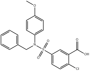 5-[苄基(4-甲氧基苯基)氨磺酰基]-2-氯苯甲酸 结构式