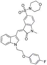 (Z)-3-((1-(2-(4-FLUOROPHENOXY)ETHYL)-1H-INDOL-3-YL)METHYLENE)-1-METHYL-5-(MORPHOLINOSULFONYL)INDOLIN-2-ONE 结构式