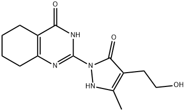 2-[4-(2-Hydroxyethyl)-3-methyl-5-oxo-2,5-dihydro-1H-pyrazol-1-yl]-5,6,7,8-tetrahydro-4(3H)-quinazolinone 结构式