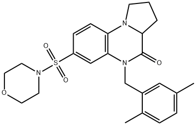 5-(2,5-DIMETHYLBENZYL)-7-(MORPHOLINOSULFONYL)-1,2,3,3A-TETRAHYDROPYRROLO[1,2-A]QUINOXALIN-4(5H)-ONE 结构式