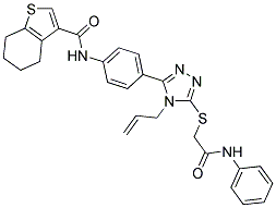 N-(4-(4-ALLYL-5-(2-OXO-2-(PHENYLAMINO)ETHYLTHIO)-4H-1,2,4-TRIAZOL-3-YL)PHENYL)-4,5,6,7-TETRAHYDROBENZO[B]THIOPHENE-3-CARBOXAMIDE 结构式