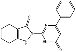 2-(6-OXO-4-PHENYL-1,6-DIHYDRO-2-PYRIMIDINYL)-1,2,4,5,6,7-HEXAHYDRO-3H-INDAZOL-3-ONE 结构式