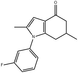 1-(3-FLUOROPHENYL)-2,6-DIMETHYL-5,6,7-TRIHYDROINDOL-4-ONE 结构式