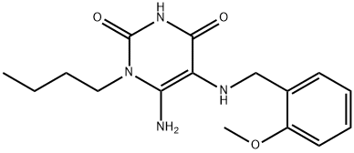 6-氨基-1-丁基-5-{[(2-甲氧基苯基)甲基]氨基}-1,2,3,4-四氢嘧啶-2,4-二酮 结构式