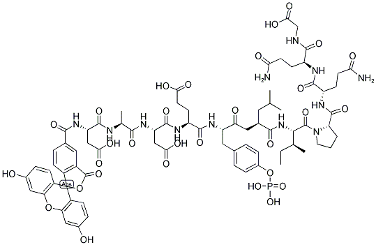 5-FAM-ASP-ALA-ASP-GLU-PTYR-LEU-ILE-PRO-GLN-GLN-GLY-OH 结构式