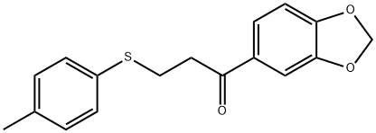 1-(苯并[D][1,3]二氧戊环-5-基)-3-(对甲苯基硫)丙-1-酮 结构式