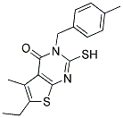 6-ETHYL-2-MERCAPTO-5-METHYL-3-(4-METHYL-BENZYL)-3H-THIENO[2,3-D]PYRIMIDIN-4-ONE 结构式