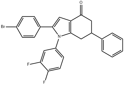 1-(3,4-DIFLUOROPHENYL)-2-(4-BROMOPHENYL)-6-PHENYL-5,6,7-TRIHYDROINDOL-4-ONE 结构式