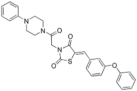 (Z)-3-(2-OXO-2-(4-PHENYLPIPERAZIN-1-YL)ETHYL)-5-(3-PHENOXYBENZYLIDENE)THIAZOLIDINE-2,4-DIONE 结构式