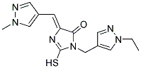 3-(1-ETHYL-1 H-PYRAZOL-4-YLMETHYL)-2-MERCAPTO-5-(1-METHYL-1 H-PYRAZOL-4-YLMETHYLENE)-3,5-DIHYDRO-IMIDAZOL-4-ONE 结构式