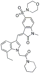 (Z)-3-((7-ETHYL-1-(2-OXO-2-(PIPERIDIN-1-YL)ETHYL)-1H-INDOL-3-YL)METHYLENE)-1-METHYL-5-(MORPHOLINOSULFONYL)INDOLIN-2-ONE 结构式