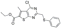 ETHYL 4-CHLORO-5-METHYL-2-[(PHENYLTHIO)METHYL]THIENO[2,3-D]PYRIMIDINE-6-CARBOXYLATE 结构式