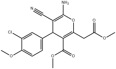 Methyl 6-amino-4-(3-chloro-4-methoxyphenyl)-5-cyano-2-(2-methoxy-2-oxoethyl)-4H-pyran-3-carboxylate 结构式