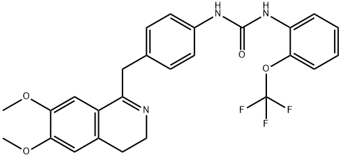 1-(4-((6,7-DIMETHOXY(3,4-DIHYDROISOQUINOLYL))METHYL)PHENYL)-3-(2-(TRIFLUOROMETHOXY)PHENYL)UREA 结构式