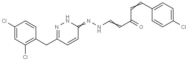 (1E,4E)-1-(4-Chlorophenyl)-5-(2-[6-(2,4-dichlorobenzyl)-3-pyridazinyl]hydrazino)-1,4-pentadien-3-one 结构式