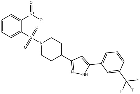 1-[(2-NITROPHENYL)SULFONYL]-4-(5-[3-(TRIFLUOROMETHYL)PHENYL]-1H-PYRAZOL-3-YL)PIPERIDINE 结构式