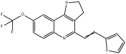 4-[(E)-2-(2-THIENYL)ETHENYL]-8-(TRIFLUOROMETHOXY)-2,3-DIHYDROTHIENO[3,2-C]QUINOLINE 结构式