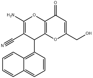 2-AMINO-6-(HYDROXYMETHYL)-4-(1-NAPHTHYL)-8-OXO-4,8-DIHYDROPYRANO[3,2-B]PYRAN-3-CARBONITRILE 结构式
