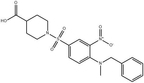 1-((4-[Benzyl(methyl)amino]-3-nitrophenyl)sulfonyl)-4-piperidinecarboxylic acid 结构式