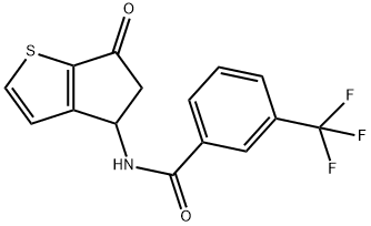 N-(6-Oxo-5,6-dihydro-4H-cyclopenta[b]thiophen-4-yl)-3-(trifluoromethyl)benzenecarboxamide 结构式