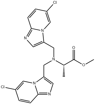 METHYL 2-(BIS[(6-CHLOROIMIDAZO[1,2-A]PYRIDIN-3-YL)METHYL]AMINO)PROPANOATE 结构式