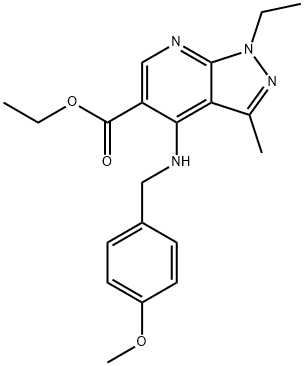 ETHYL 1-ETHYL-4-[(4-METHOXYBENZYL)AMINO]-3-METHYL-1H-PYRAZOLO[3,4-B]PYRIDINE-5-CARBOXYLATE 结构式