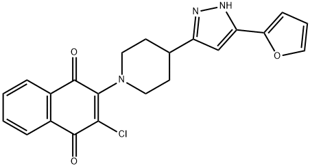 2-CHLORO-3-(4-[5-(2-FURYL)-1H-PYRAZOL-3-YL]PIPERIDINO)NAPHTHOQUINONE 结构式