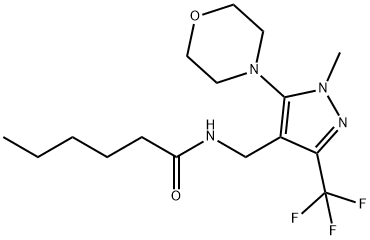 N-([1-METHYL-5-MORPHOLINO-3-(TRIFLUOROMETHYL)-1H-PYRAZOL-4-YL]METHYL)HEXANAMIDE 结构式