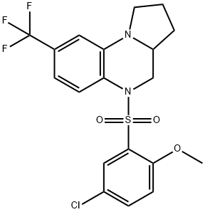 4-CHLORO-2-([8-(TRIFLUOROMETHYL)-2,3,3A,4-TETRAHYDROPYRROLO[1,2-A]QUINOXALIN-5(1H)-YL]SULFONYL)PHENYL METHYL ETHER 结构式