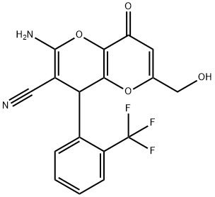 2-AMINO-6-(HYDROXYMETHYL)-8-OXO-4-[2-(TRIFLUOROMETHYL)PHENYL]-4,8-DIHYDROPYRANO[3,2-B]PYRAN-3-CARBONITRILE 结构式