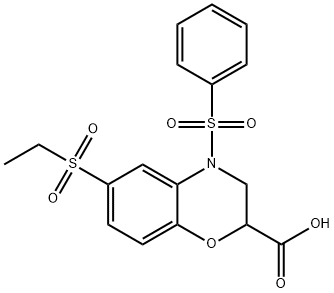 6-(Ethylsulfonyl)-4-(phenylsulfonyl)-3,4-dihydro-2H-1,4-benzoxazine-2-carboxylic acid 结构式