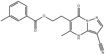 2-(3-CYANO-5-METHYL-7-OXO-4,7-DIHYDROPYRAZOLO[1,5-A]PYRIMIDIN-6-YL)ETHYL 3-METHYLBENZENECARBOXYLATE 结构式