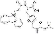 (S)-N-ALPHA-9-FLUORENYLMETHYLOXYCARBONYL-3-(2-[N'-T-BUTYLOXYCARBONYL-AMINOMETHYL]-FURAN-5-YL)-ALANINE 结构式