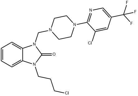 1-(3-CHLOROPROPYL)-3-((4-[3-CHLORO-5-(TRIFLUOROMETHYL)-2-PYRIDINYL]PIPERAZINO)METHYL)-1,3-DIHYDRO-2H-1,3-BENZIMIDAZOL-2-ONE 结构式