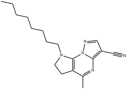 5-METHYL-8-OCTYL-7,8-DIHYDRO-6H-PYRAZOLO[1,5-A]PYRROLO[3,2-E]PYRIMIDINE-3-CARBONITRILE 结构式