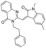 2-[(1,5-DIMETHYL-2-OXO-1,2-DIHYDRO-3H-INDOL-3-YLIDENE)METHYL]-3-PHENETHYL-4(3H)-QUINAZOLINONE 结构式