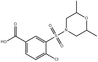 4-氯-3-[(2,6-二甲基吗啉-4-基)磺酰基]苯甲酸 结构式