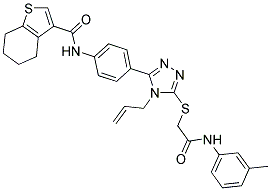 N-(4-(5-(2-(M-TOLUIDINO)-2-OXOETHYLTHIO)-4-ALLYL-4H-1,2,4-TRIAZOL-3-YL)PHENYL)-4,5,6,7-TETRAHYDROBENZO[B]THIOPHENE-3-CARBOXAMIDE 结构式